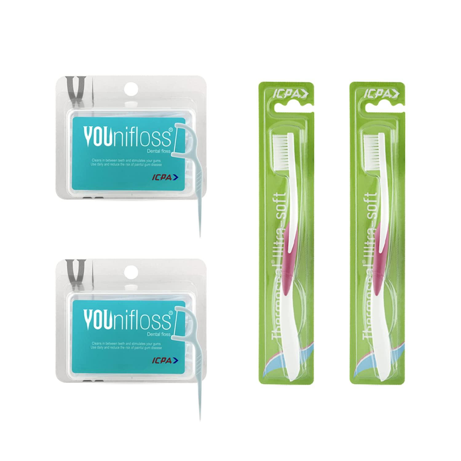 ICPA ICPA Ultrasoft Toothbrush (Pack Of 2) and Younifloss (Pack Of 2)