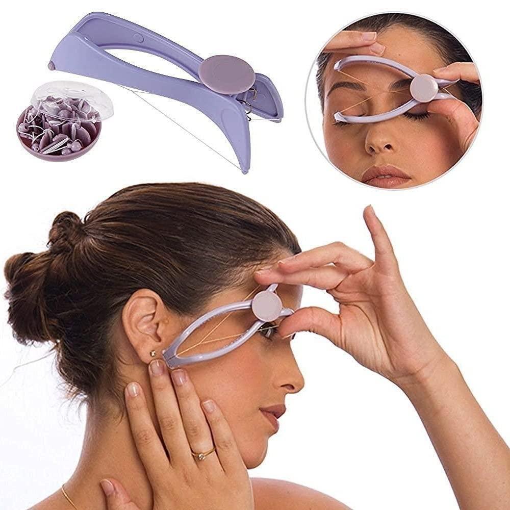 Naivete Naivete Slique Eyebrow Threading Machine For Face and Body Hair Thread and Removal Epilator System Tweezer Trimmer Kit for Women (PurpleColour, 1 pcs)