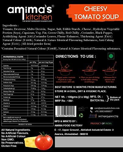 amima's kitchen Amima's Kitchen Cheesy Tomato Jain Soup (No Onion No Garlic) - 100 Grams [Serves 10] | Instant Soup Mix Powder | Ready To Cook | No Artificial Flavour & Colour | Gluten Free | Non GMO | Healthy Soup