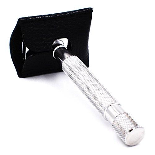 Parker Safety Razor Parker's Genuine Leather Double Edge Safety Razor Protective Sheath/Travel Cover - Fits All Standard Safety Razors - Color: Black