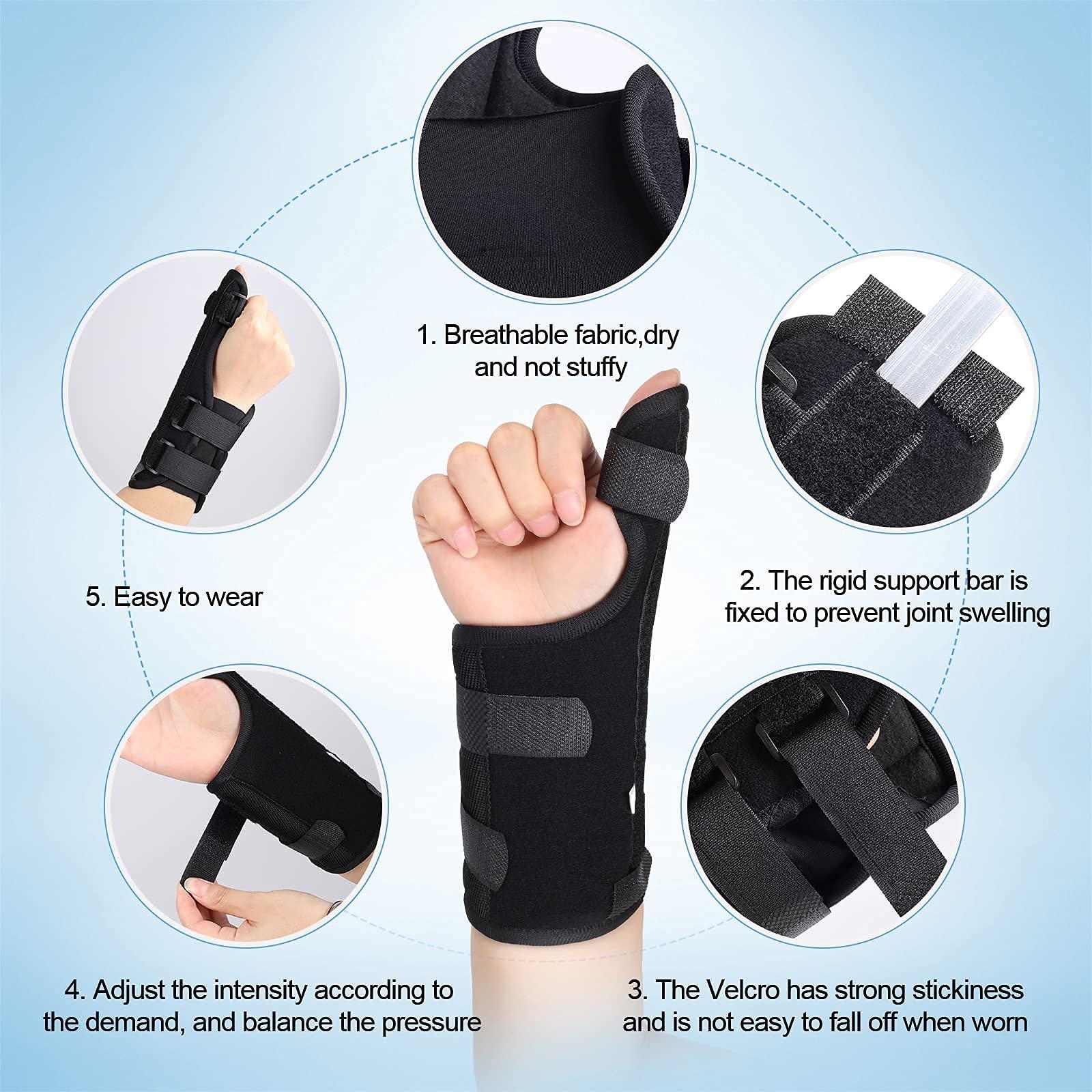 FDTY Adjustable Thumb Brace - Thumb Spica Splint for Sprains, Arthritis, Tendonitis - Lightweight and Breathable - Thumb Stabilizer Provides support to sore, injured thumb for Men and Women (Right Hand)