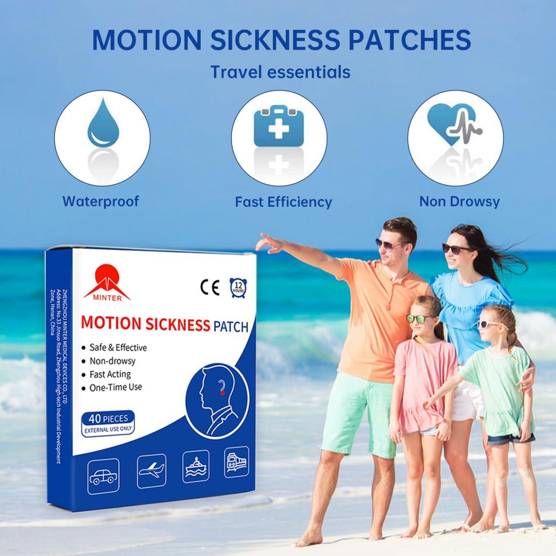 MT Healthy MINTER 40ct Motion Sickness Patch for Cruise/Plane/Train/Bus, Seasick Patches Anti Nausea Patches Behind Ear, Sea Sickness Patches with Waterproof and Non Drowsy