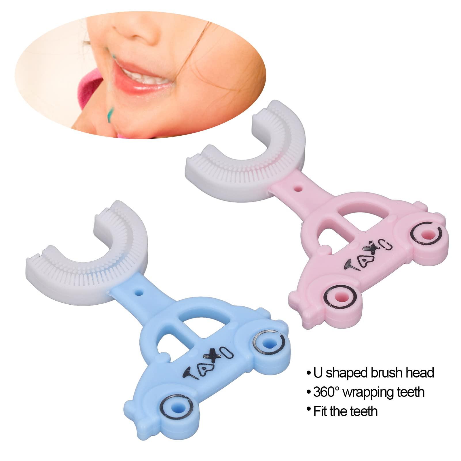 JUMZ U-shaped toothbrush Two cute cartoon car-shaped silicone toothbrushes for traveling home