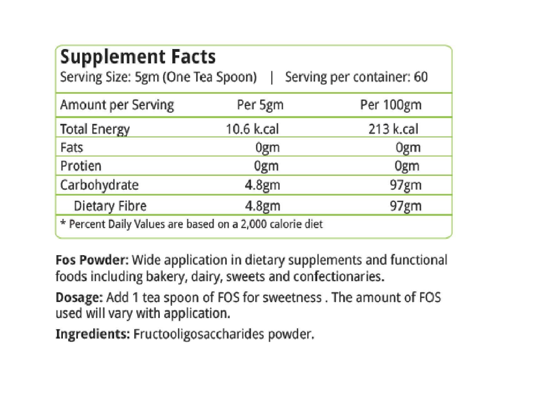 nature's velvet Nature's Velvet Fos Fructooligosaccharides, Sugar Substitute and Probiotic Enhancer Powder -300 g