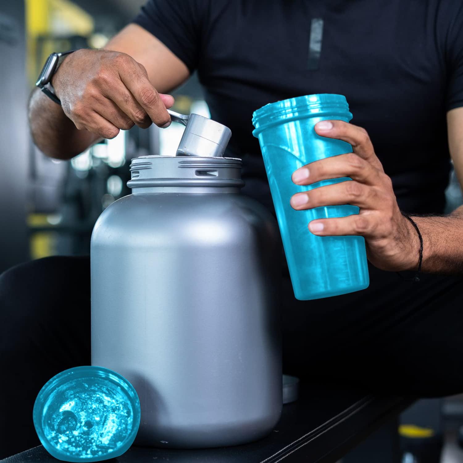 SPORTSFUEL SPORTSFUEL Plastic Regular Protein Shaker | Plastic Protein Powder Shakers with Wrist Support Band for Workout & Exercise Shaker Bottle For Protein Gym Bottle With Shakers 700ml (Blue)