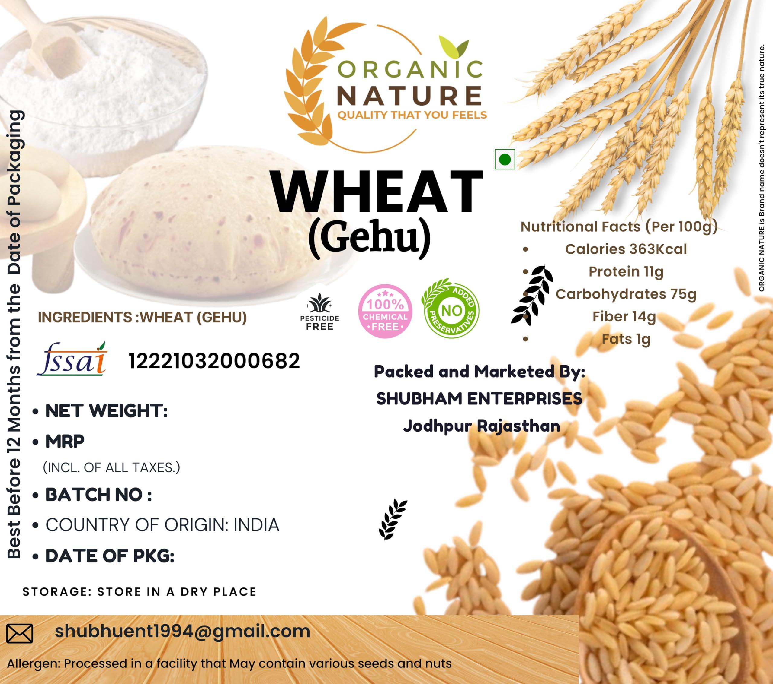 ORGANIC NATURE Organic Nature MP Sharbati Wheat Fresh from Farms | No Mixture | No Preservatives | Washed and Dried (Pack of 3 Kg)