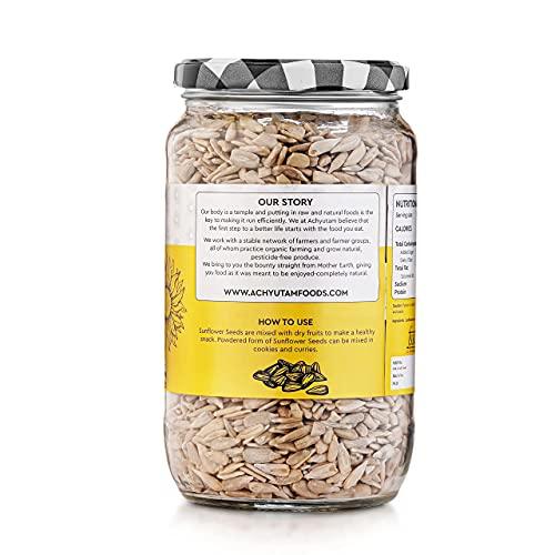 Indicow Indicow Achyutam Raw Seeds | Natural Chemical Free Edible Seeds| Glass Jar 500gms (Sunflower Seeds, 500 gm)