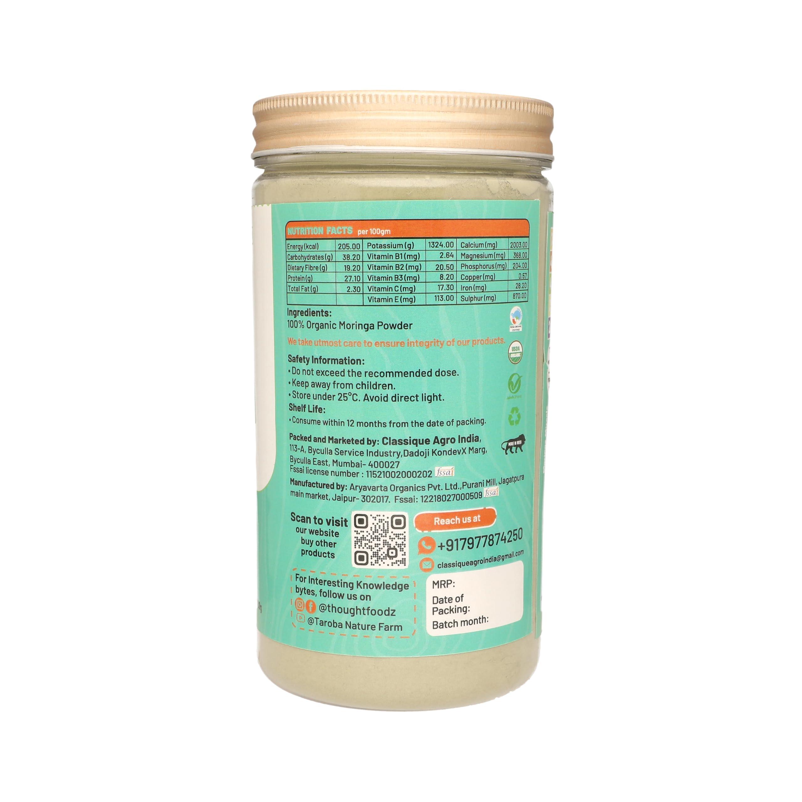 THOUGHT FOODZ THOUGHTFOODZ Natural Organic Moringa Powder Mulit-vitamin | Anti- oxidant High in Protein Good for Hair & Skin Immunity Booster Jar, 1600g (Pack of 4 | 400g x 4)