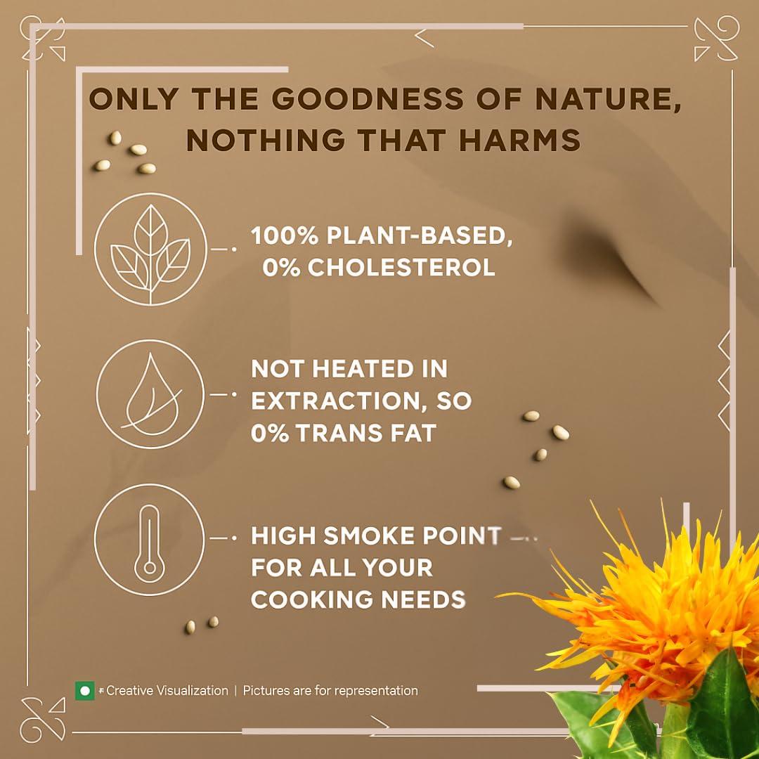 Sips N Bites Sips N Bites Cold Pressed Safflower Oil | 1 litre For Cooking | Lakdi Ghana | Kardi ka Tel | Lakdi Ghani Ka Oil | Kardai Tel Extracted On Wooden Churner 1000ml Bottle (Pack of 1)