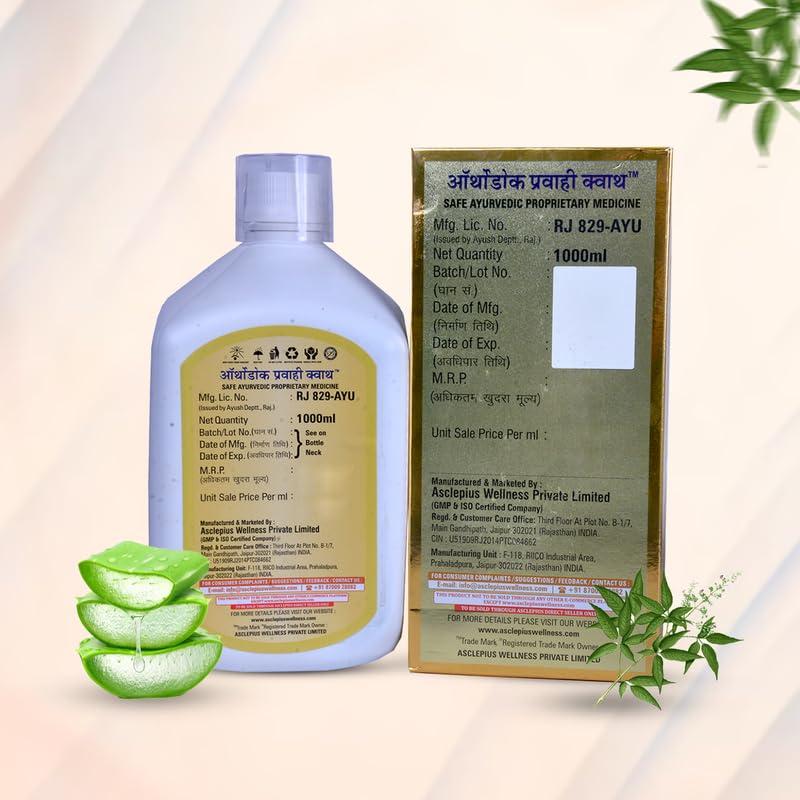 ASCLEPIUS WELLNESS Asclepius Orthodoc Pravahi Kwath Gives Natural Relief for Joint and Muscle Pain, Anti-Inflammatory, Supports Mobility, Ayurvedic Formula - 1000ml
