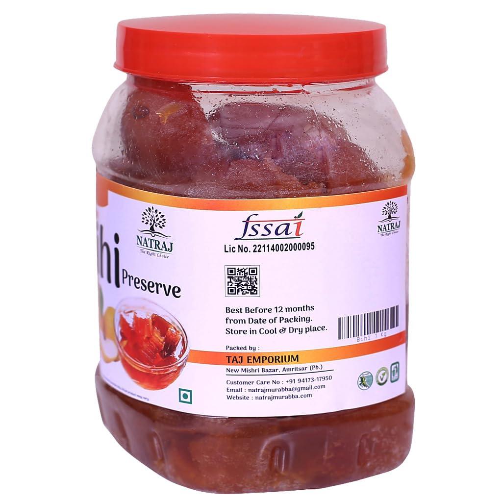 TAJ EMPORIUM Natraj The Right Choice Homemade Taste Bihi Murabba (Quince Fruit Preserve) 1kg of Fresh, Healthy Quince Marmalade | Behi | Bahi Murabba Rich in Flavor, Ideal for Snacks & Desserts.