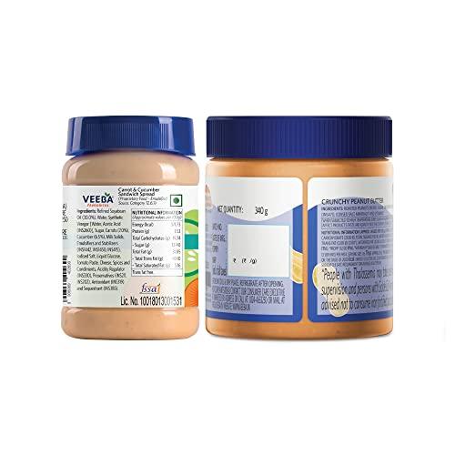 VEEBA VEEBA Breakfast - Carrot N Cucumber Sandwich Spread 250g, & Peanut Butter Crunchy Jar 340g Combo