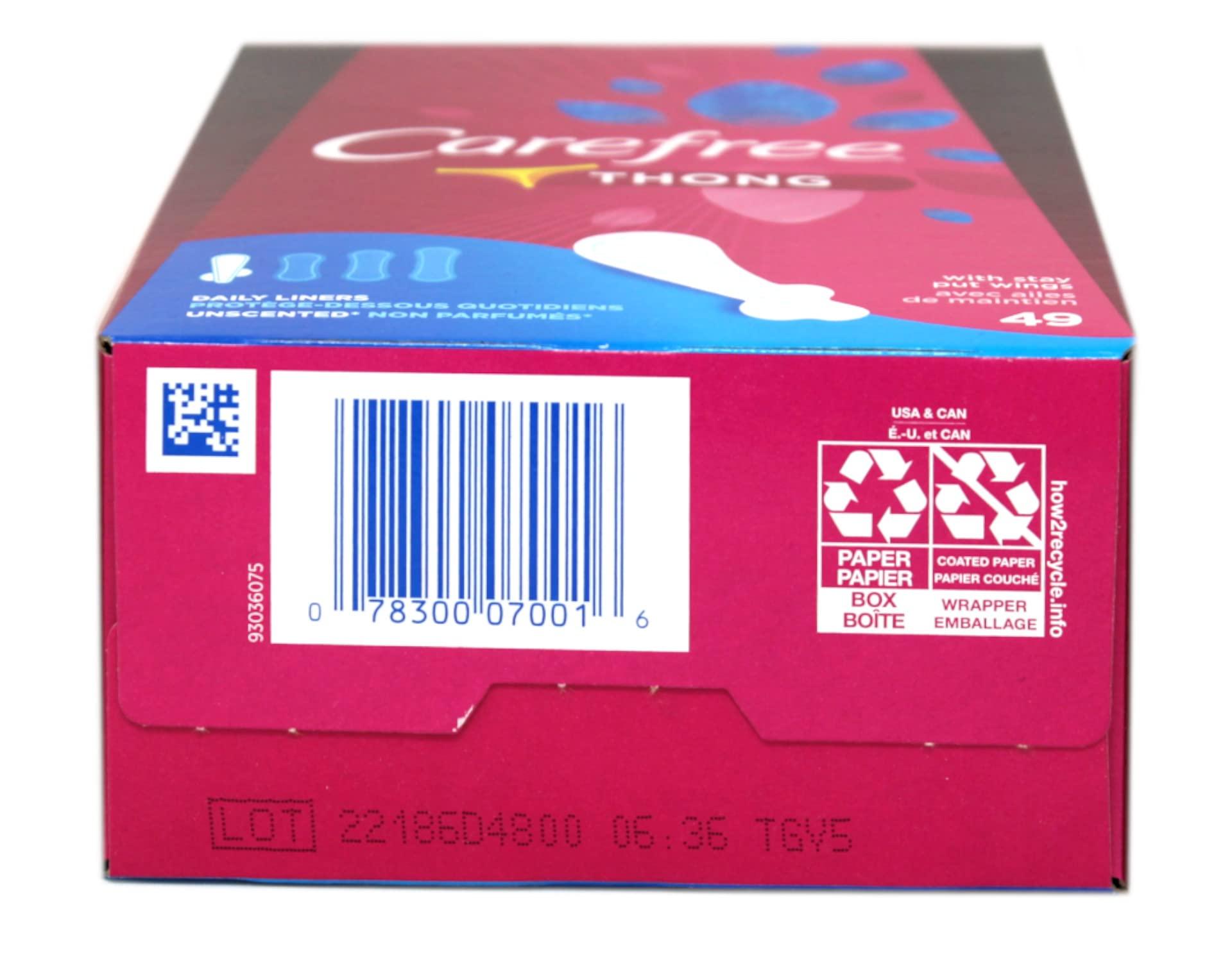 Carefree Carefree Thong Pantiliners, Unscented - 49 ct