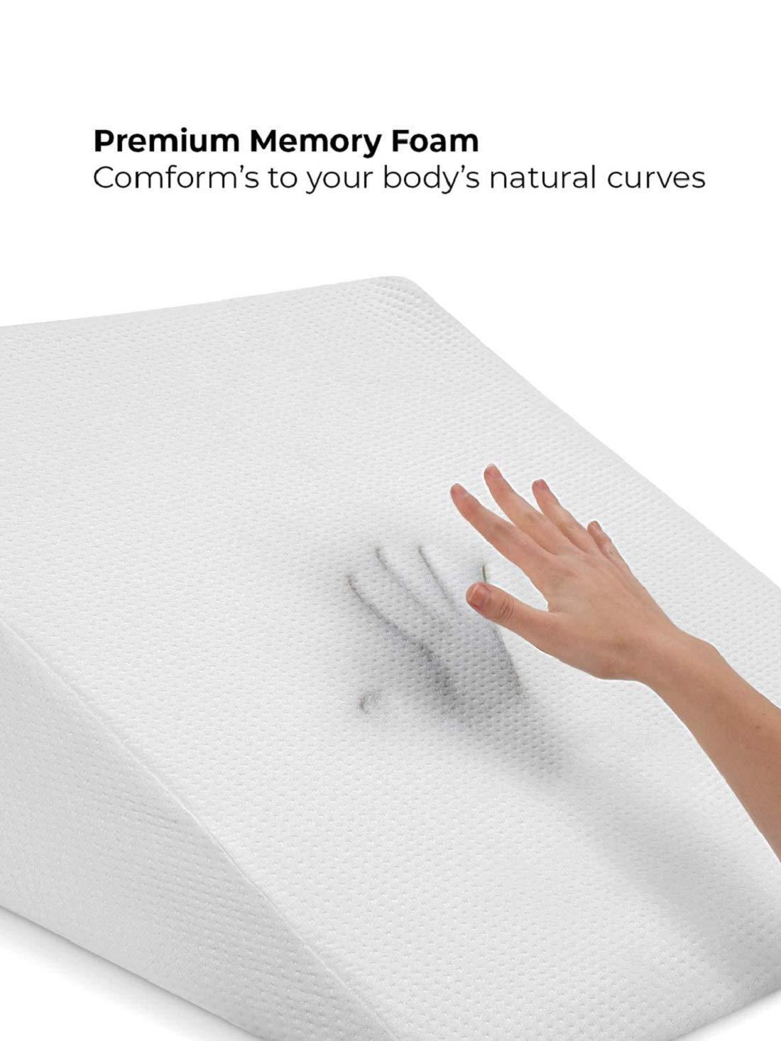 Heart Home Heart Home Bed Wedge Pillow for Acid Reflux for Sleeping Helps in Heartburn Leg Elevation Post Surgery| Medical Grade Sponge | Washable Dryfit Soft Fabric Dark Colour Cover (Cream)-HEART11419