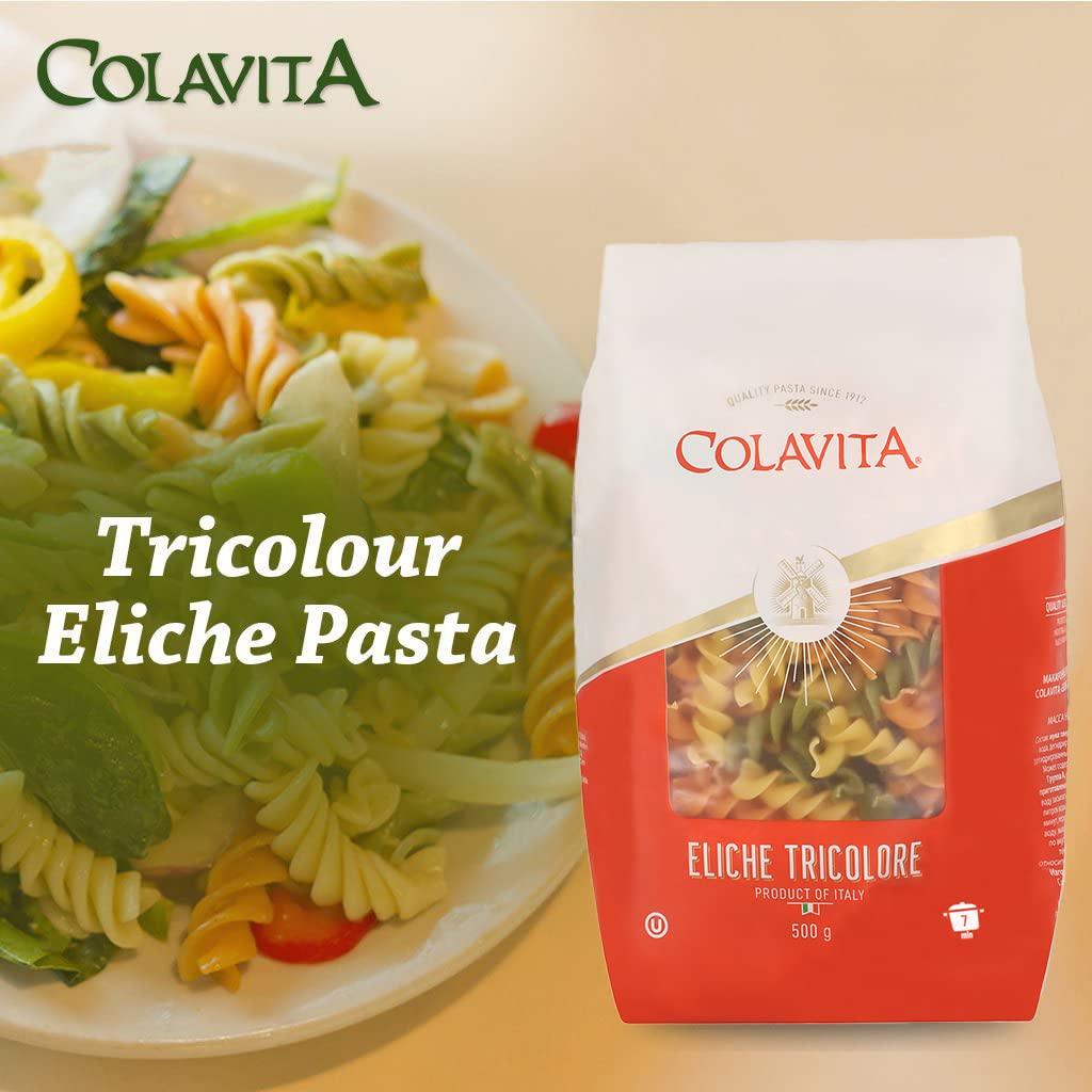 COLAVITA Colavita Eliche Tricolore Pasta (500g) | Durum Wheat Pasta | Imported From Italy Healthy l Best for Kids