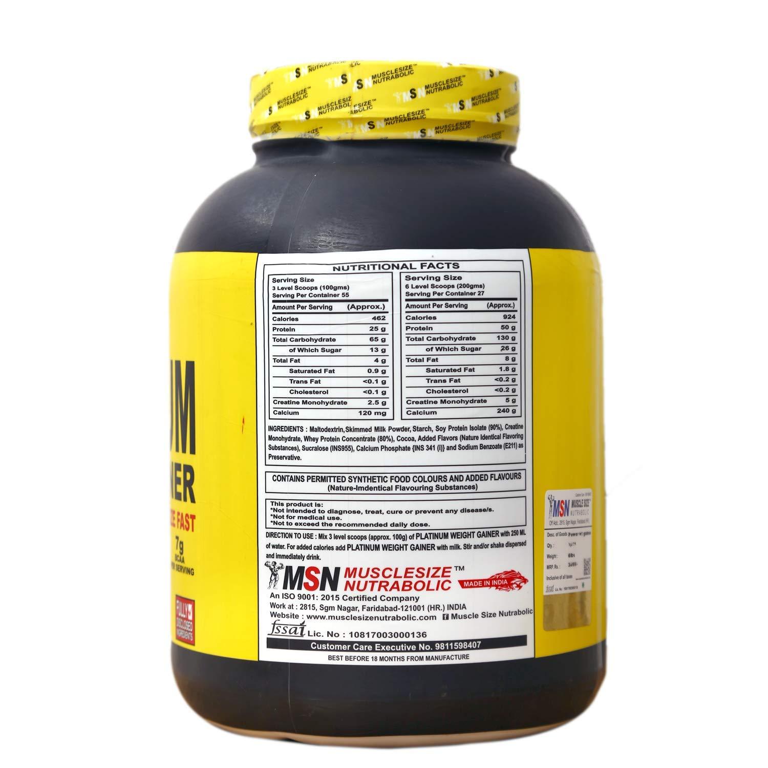 MUSCLE SIZE MUSCLE SIZE Platinum Weight Gainer Powder (6lbs,272kg)