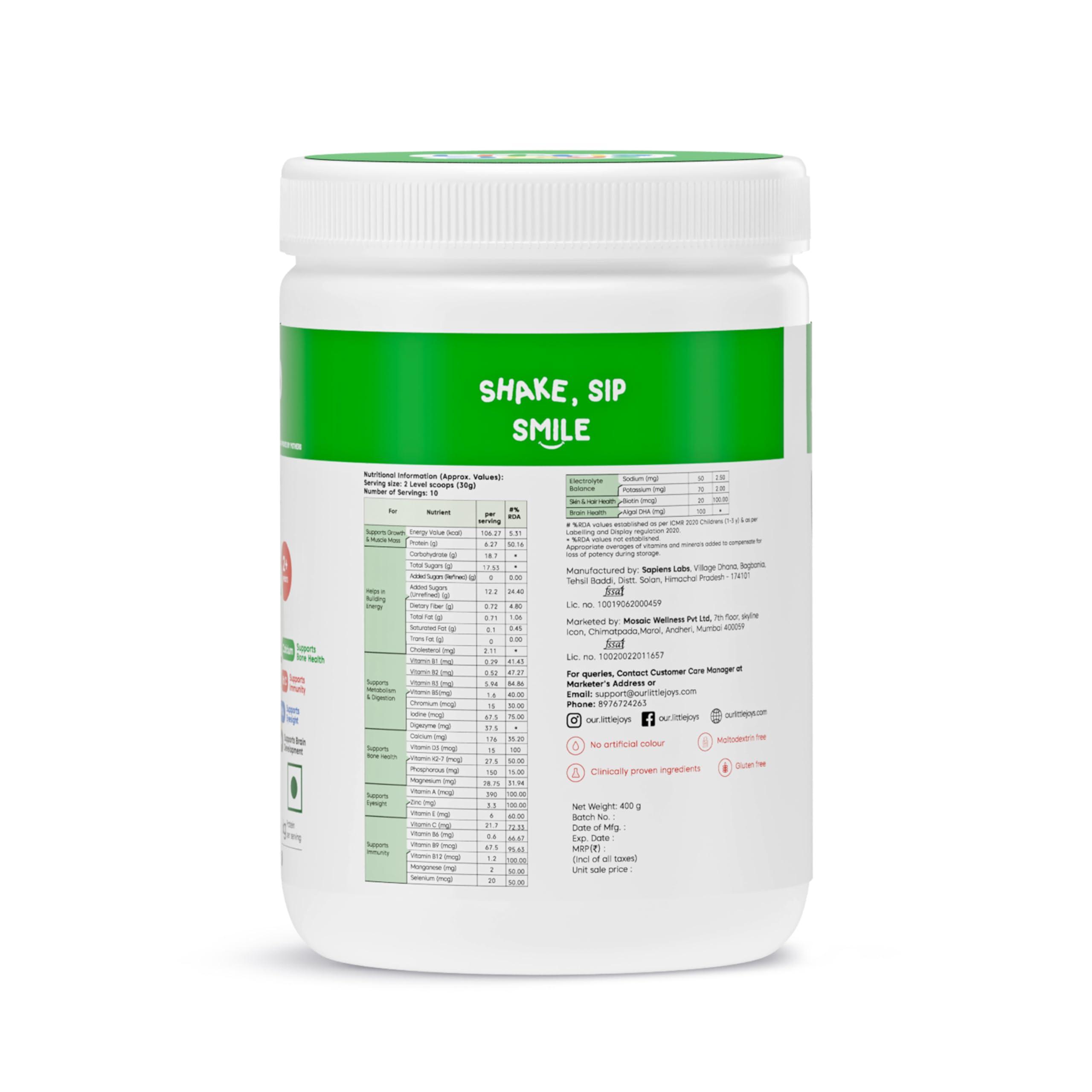 Little Joys Little Joys Nutrimix Powder (2-6 yrs) | Kesar Badam Flavour | No White Sugar | With Goodness of - Ragi, Bajra, Jaggery, Dates, Almond, Walnuts, & Oats | 100% Vegetarian