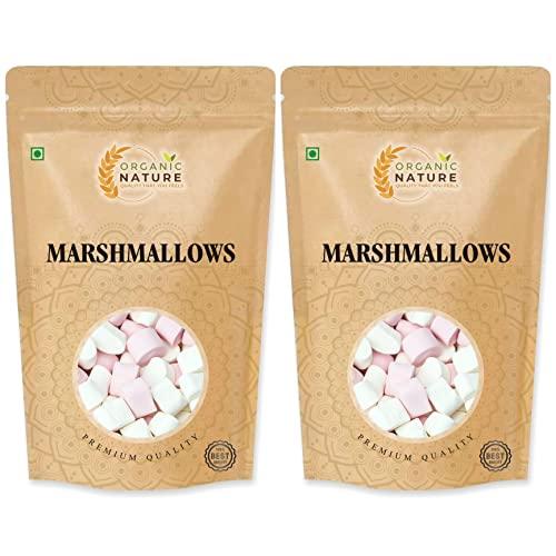 ORGANIC NATURE Organic Nature Combo Pack of Marshmallows Pure Veg 100 Pieces Each Total 200 Pieces Assorted Fruit Flavours Mini Marshmallow Candy Vegan Perfect for Kids and Adults