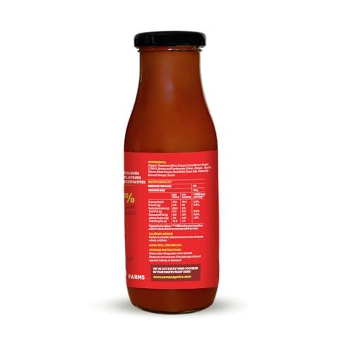 Zama Zama Organics Tomato Ketchup 300g Glass Bottle | Tomato Sauce | Organic ingredients | Organic Tomatoes | Tangy And Raw Flavour | Traditionally produced | No artificial Dyes and flavours