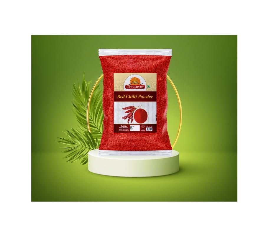 GHOTARAM Ghotaram Patna Red Chilli Powder (Lal Mirch Powder) Red Chili Powder | Sun Dried Red Chillie Powder | LAL MIRCH POWDER | Red Chilli/Chilly Powder | Teja Superfine Mirchi-480Gx2Pk