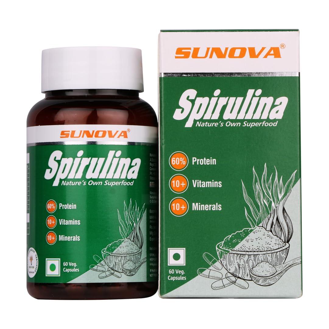 SUNOVA SUNOVA Organic Spirulina, Multicolour, 60 Count, Pack Of 2 - Capsule