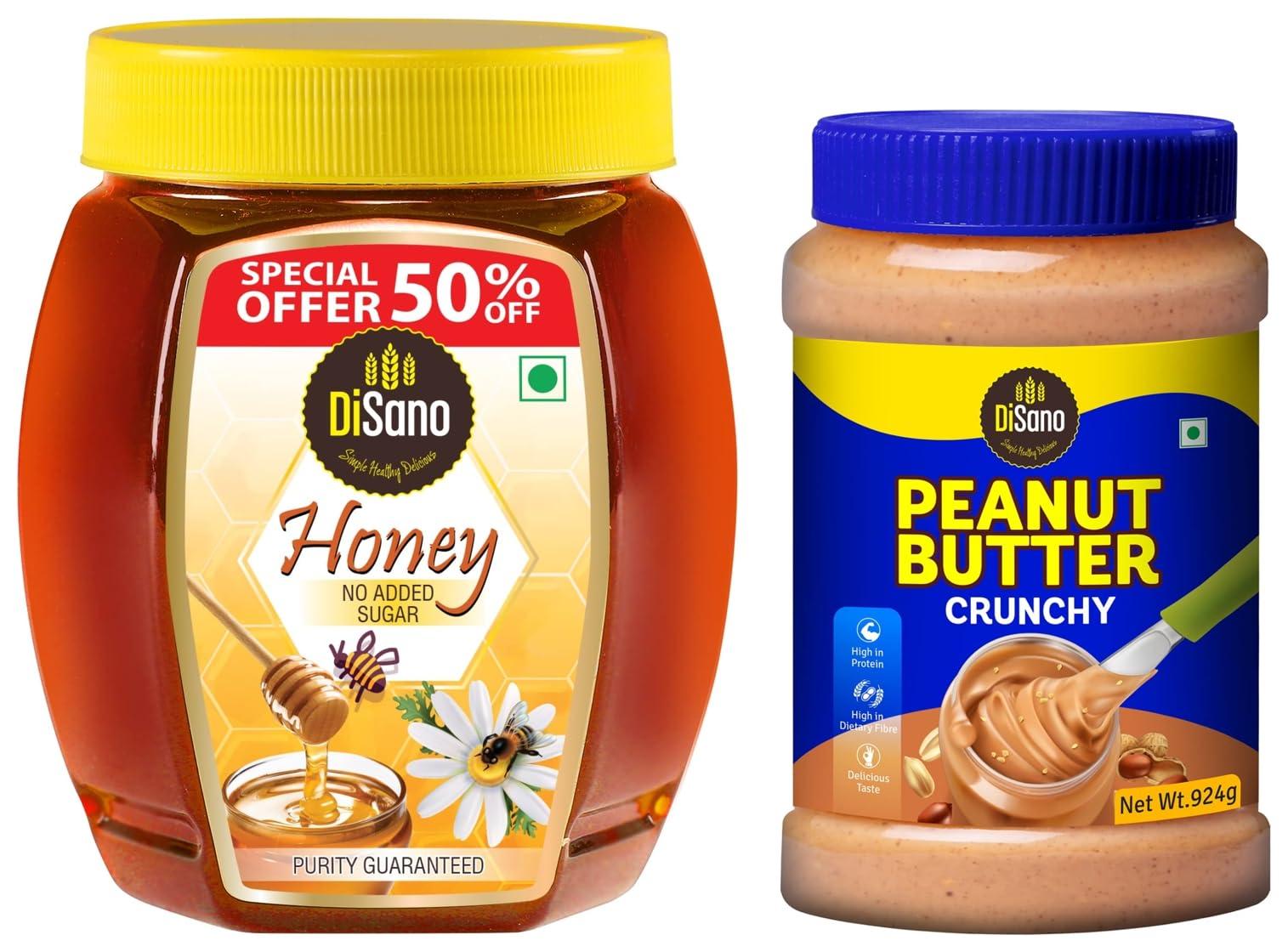 DISANO Disano Peanut Butter Crunchy 924g & DiSano Pure Honey 1Kg (Pack Of 1)