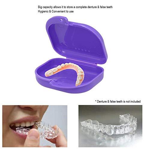 Qnotici Denture Box Denture Case Dental False Teeth Cleaning Box Denture Bath Container Retainer Denture Holder
