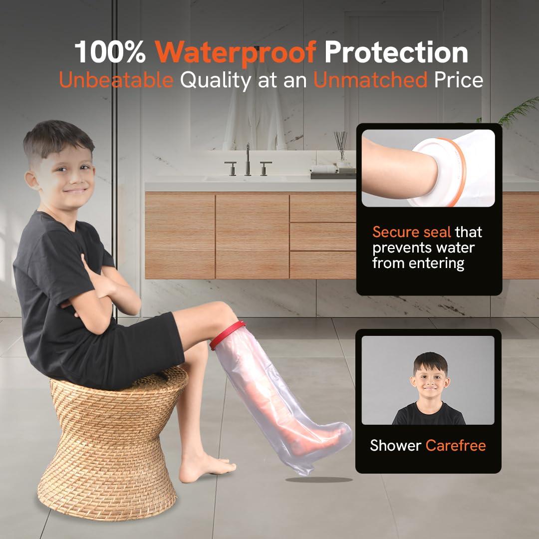 MALU HEALTHCARE MALU Waterproof Leg Cast Cover for Kids - Durable & Reusable Cast Protector for Shower & Bath - Full Coverage Cast Shield for Swim, Shower, and Bathing - Safe, Comfortable Fit for Child Use
