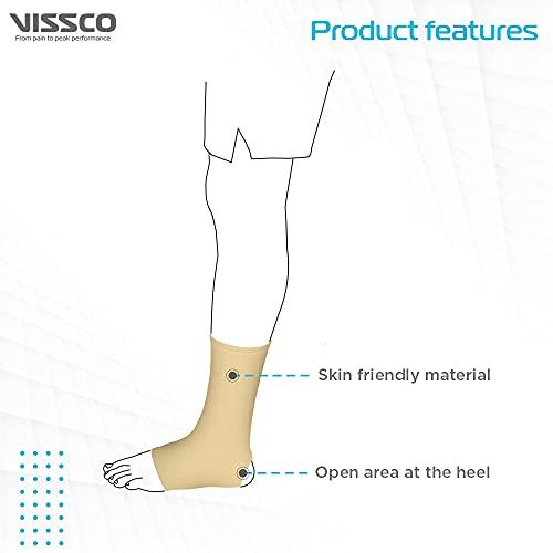Vissco Vissco Anklet, Ankle Support for Injured Ankles, Arthritic Pain, Swelling, Stiff Joints, Pain Reliever for Strained or Sprained Ankles - Large (Beige)