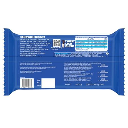 Oreo Oreo Cadbury Chocolate Flavour Cream Sandwich Biscuit, 481.25 Gram , Pack Of 2 X 481.25 Gram Jumbo Pack