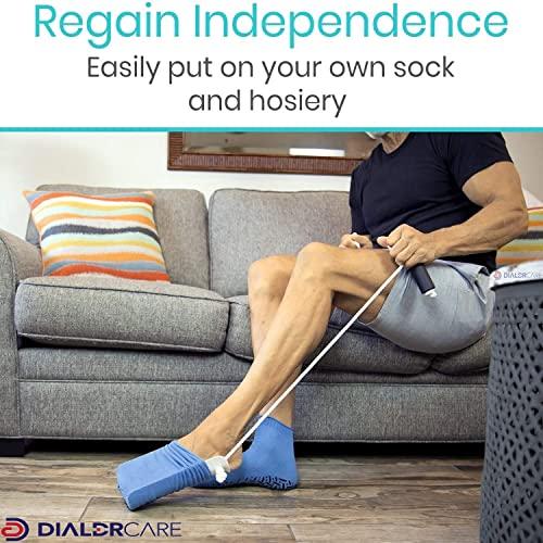 DIALDRCARE DIALDRCARE Sock Slider - The Easy on, Easy off Sock Aid Kit | Sock Aid Tool for Elderly, Disabled, Pregnant, Diabetics - Pulling Assist Device - Socks Helper (WHITE)