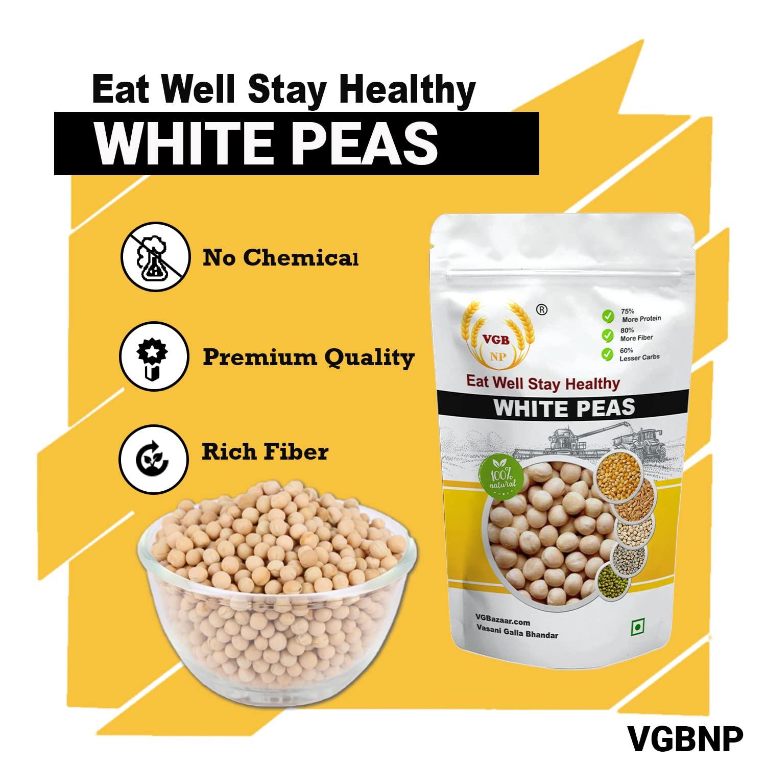 VGBNP VGBNP Natural White Peas Whole (Safed Matar) Unpolished Pure Sabut Matar, Dried Safed Matar (Sukha Matar | Vatana | Matar dal) Healthy and Immunity Builder White Peas- 1kg