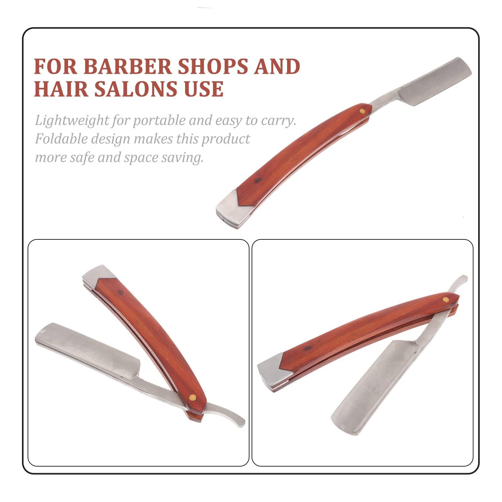 Lurrose Lurrose Straight Razor- Carbon Steel Straight Edge Barber Razor Professional Mens Straight Razor Kit with Vintage Wood Handle