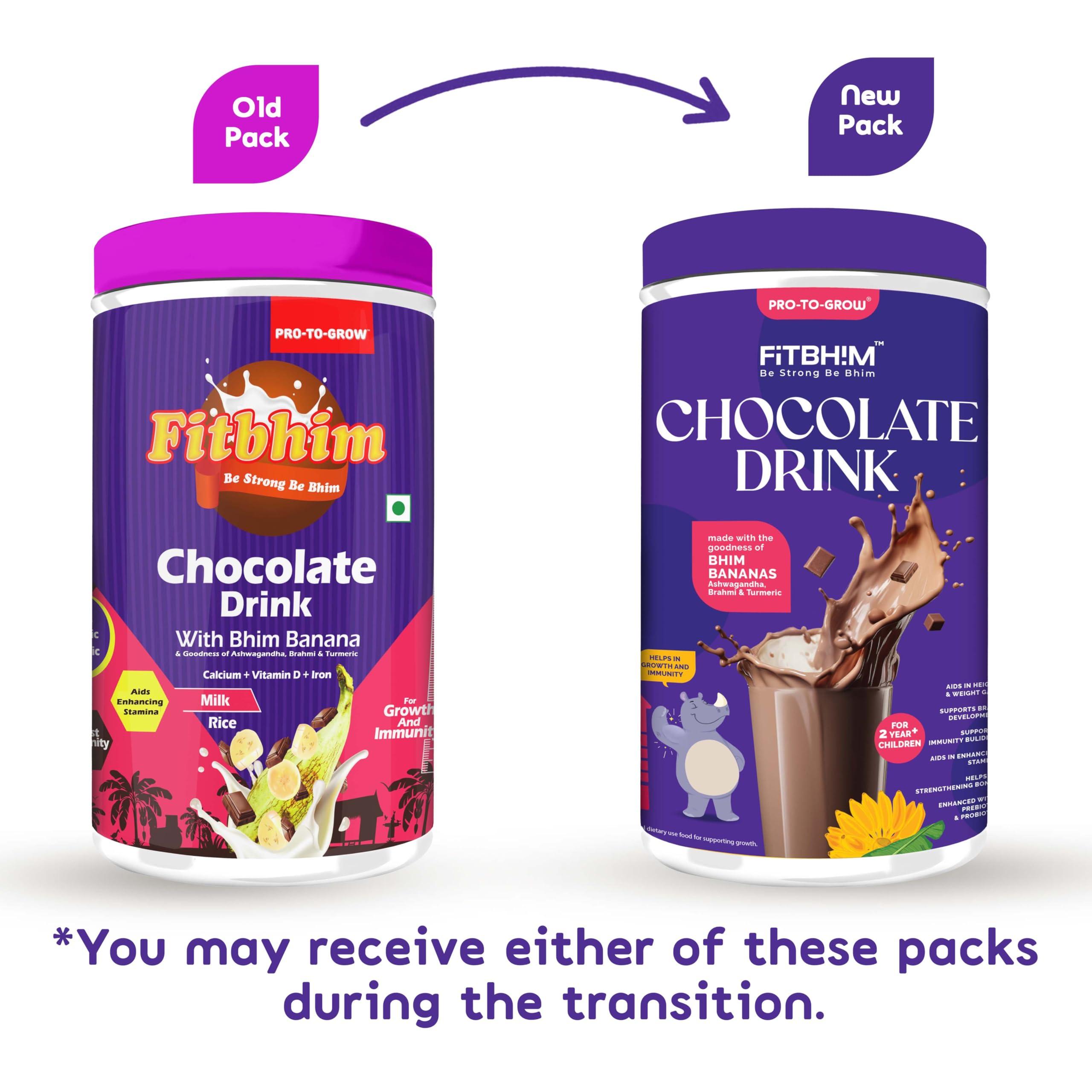 ProToGrow ProToGrow Fitbhim Chocolate Drink with Bhim Banana, Yummy Belgian Chocolate Flavour, 200grams, Pack of 1, Suitable for growing kids.