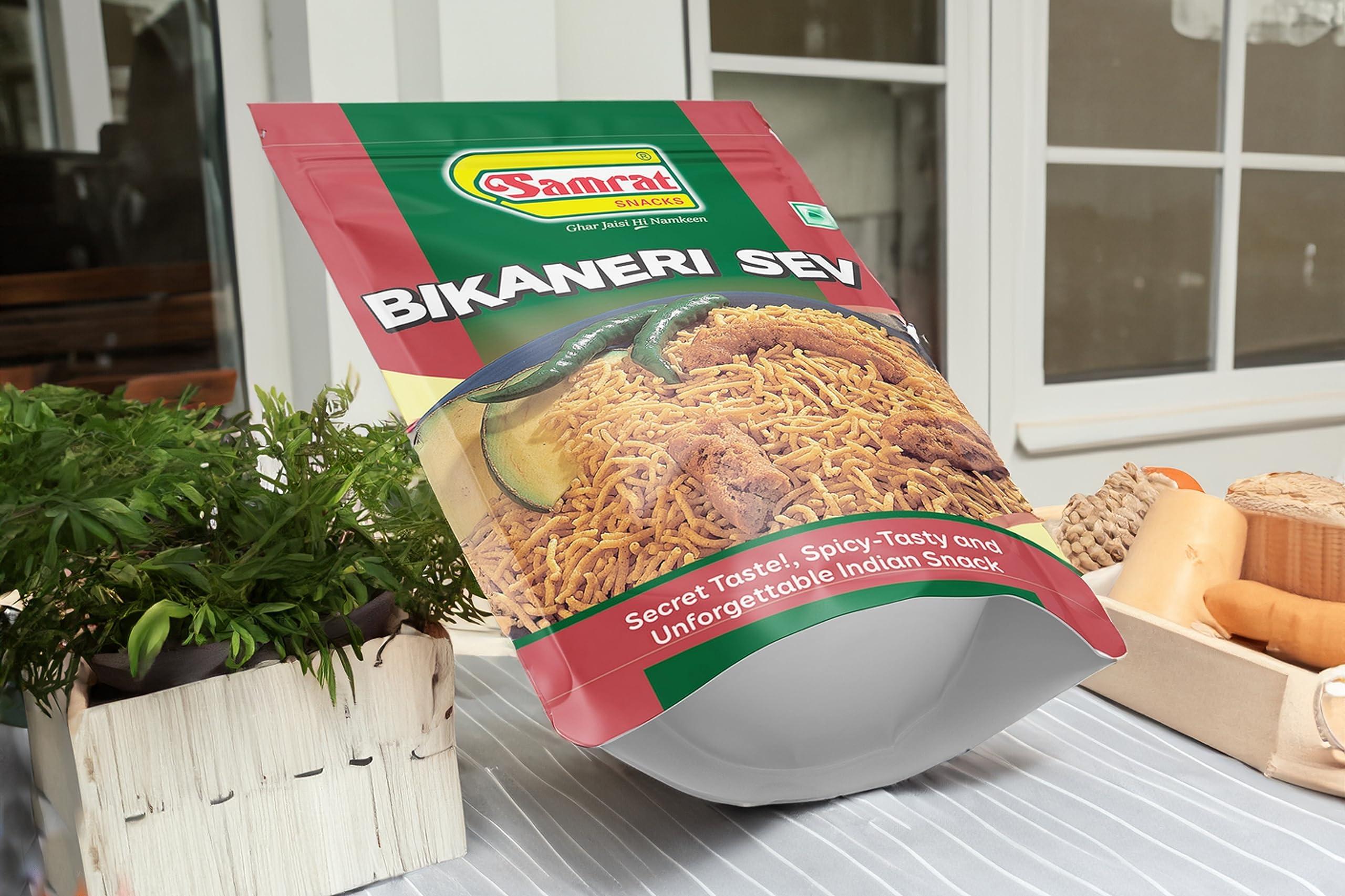 SAMRAT SAMRAT| BIKANERI SEV Crazy Slims Tangy & Crispy Taste Namkeen|Ghar Jaisi Hi Namkeen|Healthy Snacks|Every Day Fresh Indian Snacks |Traditional Indian Snacks| (400G)