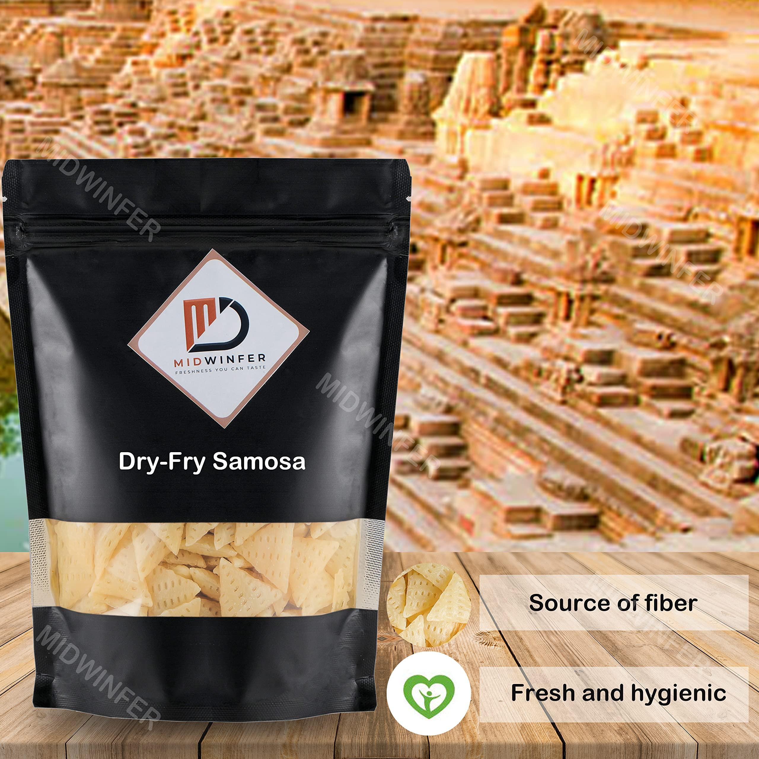 Midwinfer Midwinfer 3D Triangle Fryums Ready to Fry Papad 200g | Crunchy & Tasty Dry Samosa Chips | Vegan Snacks