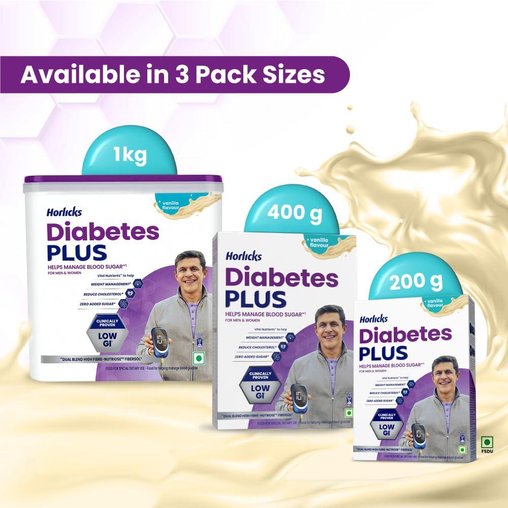 Horlicks Horlicks Diabetes Plus, Vanilla, 1kg Container | Helps Manage Blood Sugar From Day 1