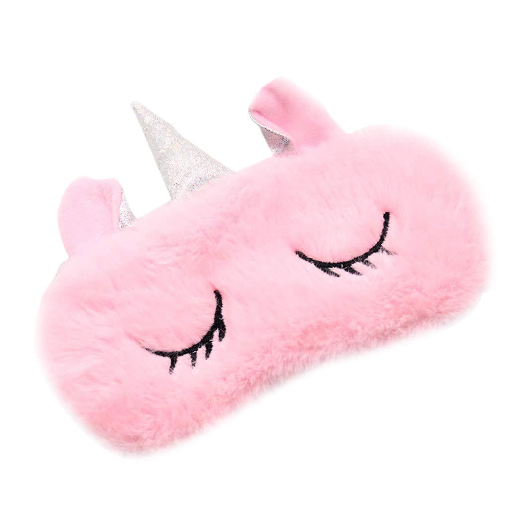 Zoylink Zoylink Sleeping Mask Cartoon Animal Horn Eye Mask Eye Shade Without Ice Pack for Travel (Pink)