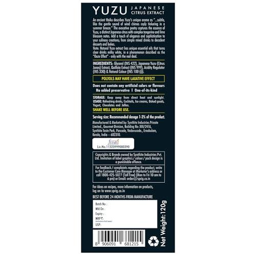 S P R I G Sprig All Natural Yuzu Extract | From Japanese Yuzu Extract | Yuzu Extract & Flavouring | Yuzu Extract for baking cakes, whipped cream, Pastries, Desserts & Beverages | Vegan | 120 g