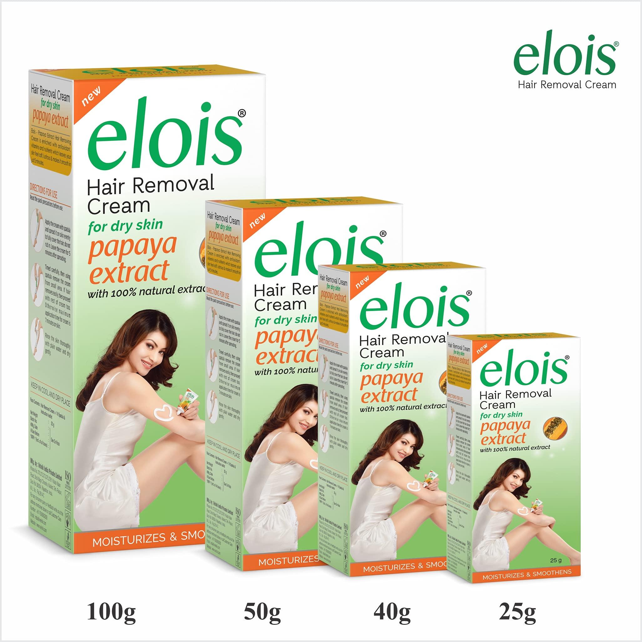 elois Elois Hair Removal Cream for Women | Hair Remover Cream for Bikini Area & Private Parts | Silky Soft Skin with Papaya Essence | 25g (Pack of 4) | For Legs, Underarms & Arms