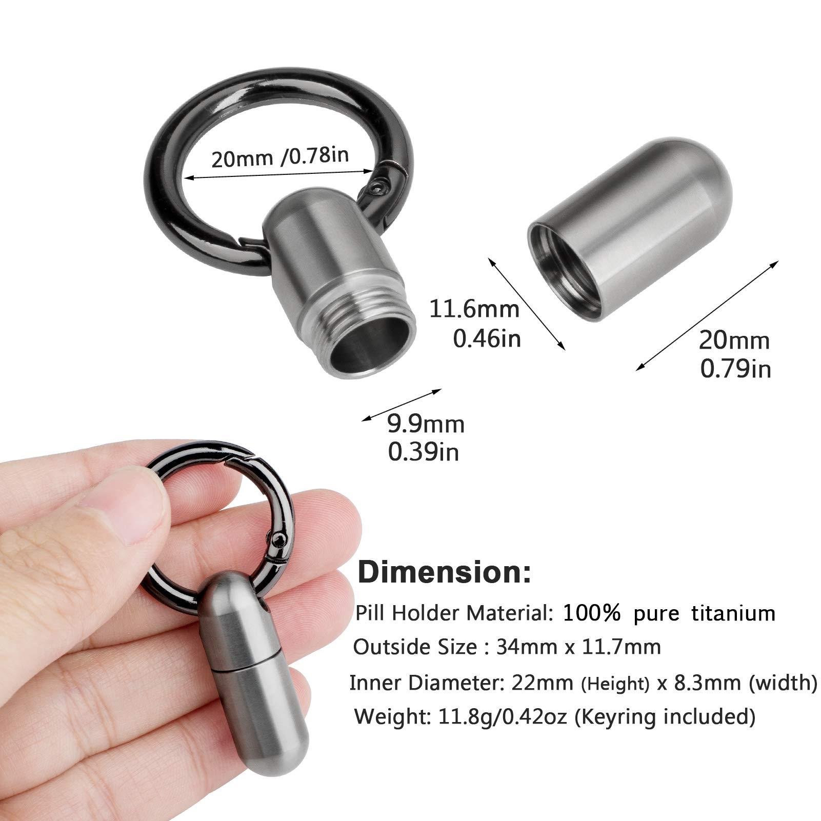 TISUR Micro Keychain Pill Holder.TISUR Titanium Pill Case Waterproof Pill Fob for Emergency Aspirin & Nitroglycerin for Travel Purse Pocket (Tiny)