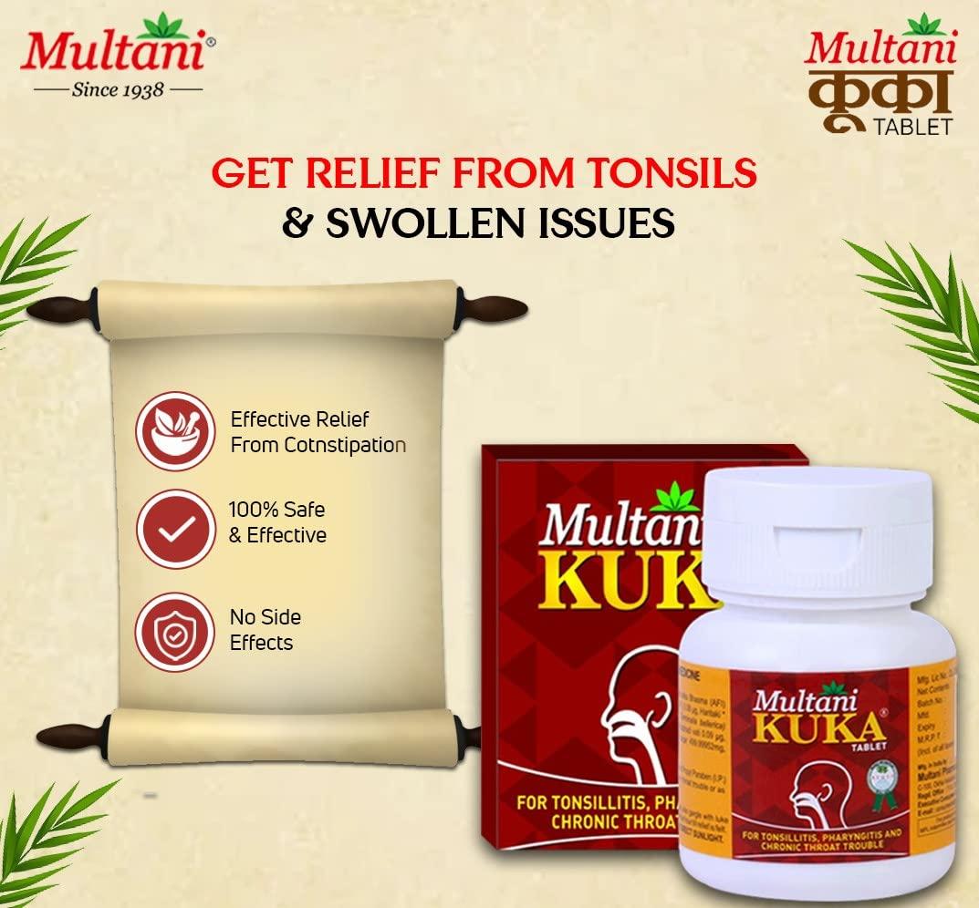 Multani Multani Kuka Tablet | Useful In Tonsillitis, Pharyngitis & Chronic Throat Trouble | 100% Natural & Ayurvedic | Get Relief From Tonsils & Swollen Issues | 1000 Tablets