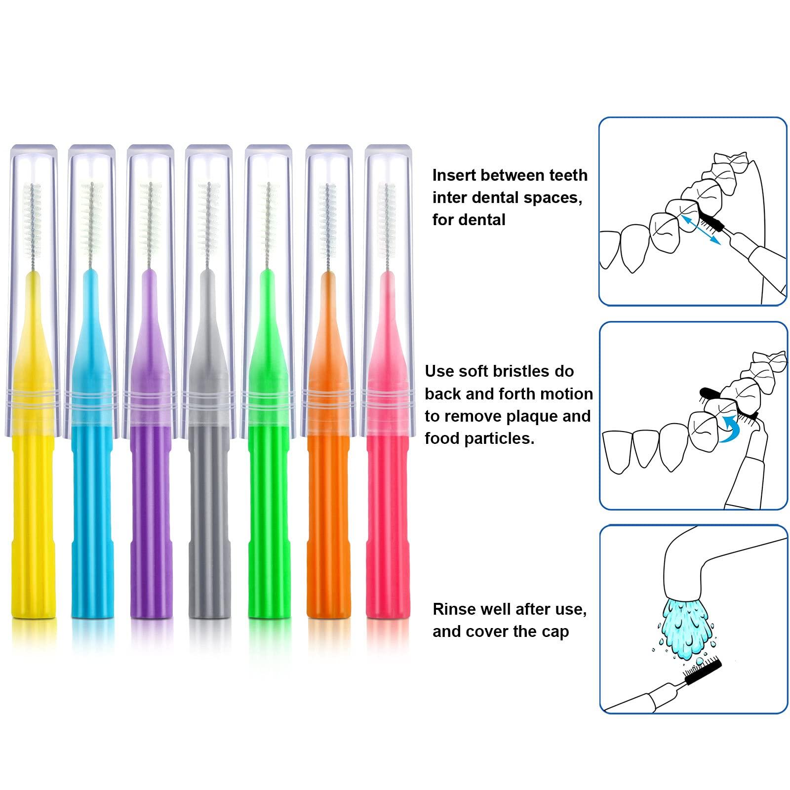 Patelai Patelai Kid 100 Pieces Braces Manual Brush For Cleaner Interdental Brush Toothpick Dental Flossing Head Oral Hygiene Flosser Tooth Cleaning Tool (Stylish Colors),Assorted