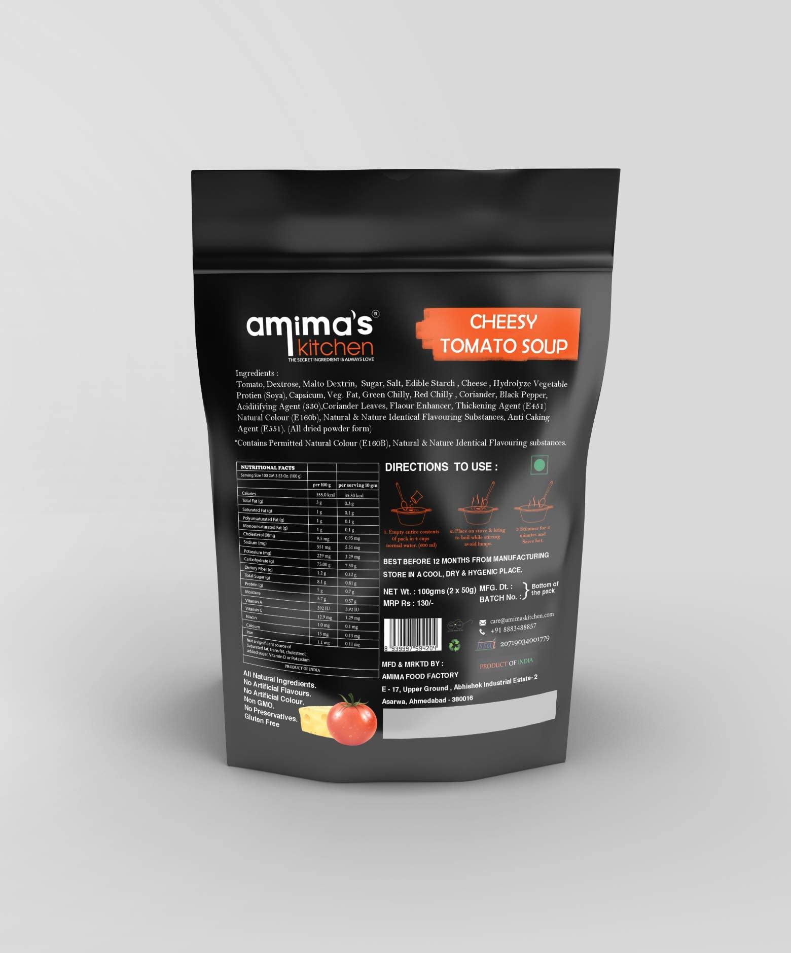 amima's kitchen Amima's Kitchen Cheesy Tomato Jain Soup (No Onion No Garlic) - 100 Grams [Serves 10] | Instant Soup Mix Powder | Ready To Cook | No Artificial Flavour & Colour | Gluten Free | Non GMO | Healthy Soup