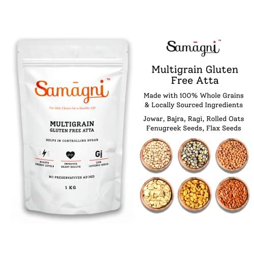 Samagni Samagni Multigrain Gluten Free Atta 2 kg (Pack of 2) | Diabetic Friendly Atta| Jowar, Bajra, Ragi, Oats, Fenugreek Seeds, Flax Seeds | Low Glycemic Index
