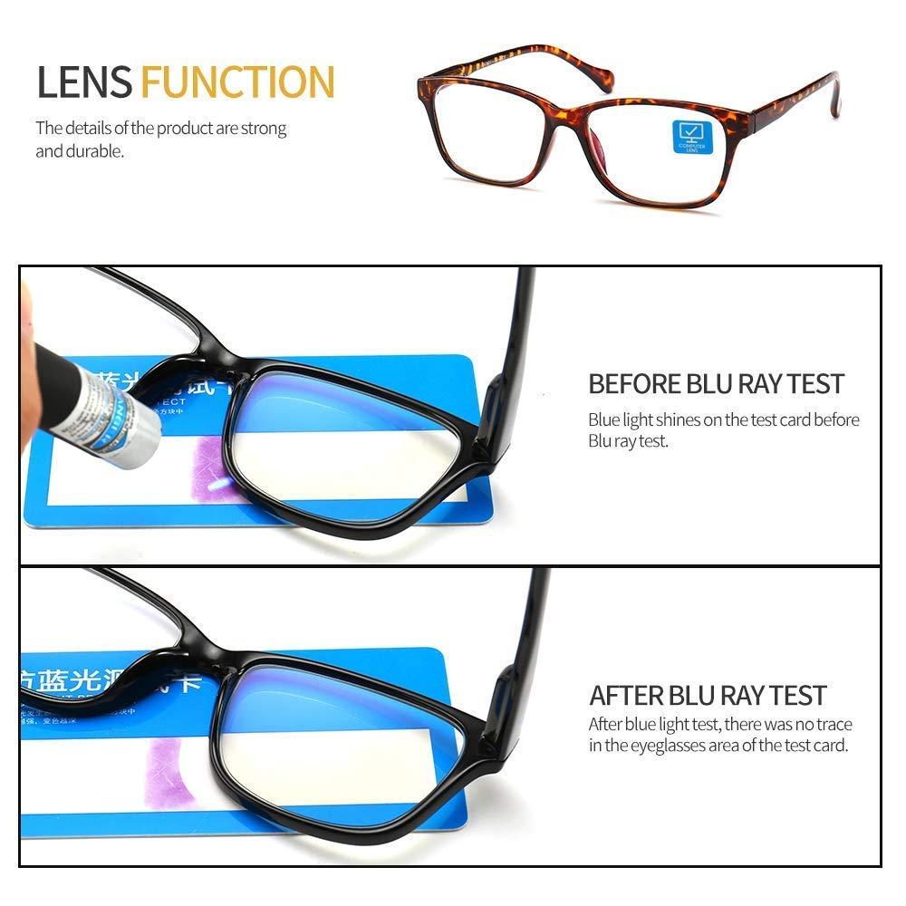 K KENZHOU KENZHOU Blue Light Blocking Computer Glasses 2 Pack Anti Eye Eyestrain Unisex(Men/Women) Glasses wit