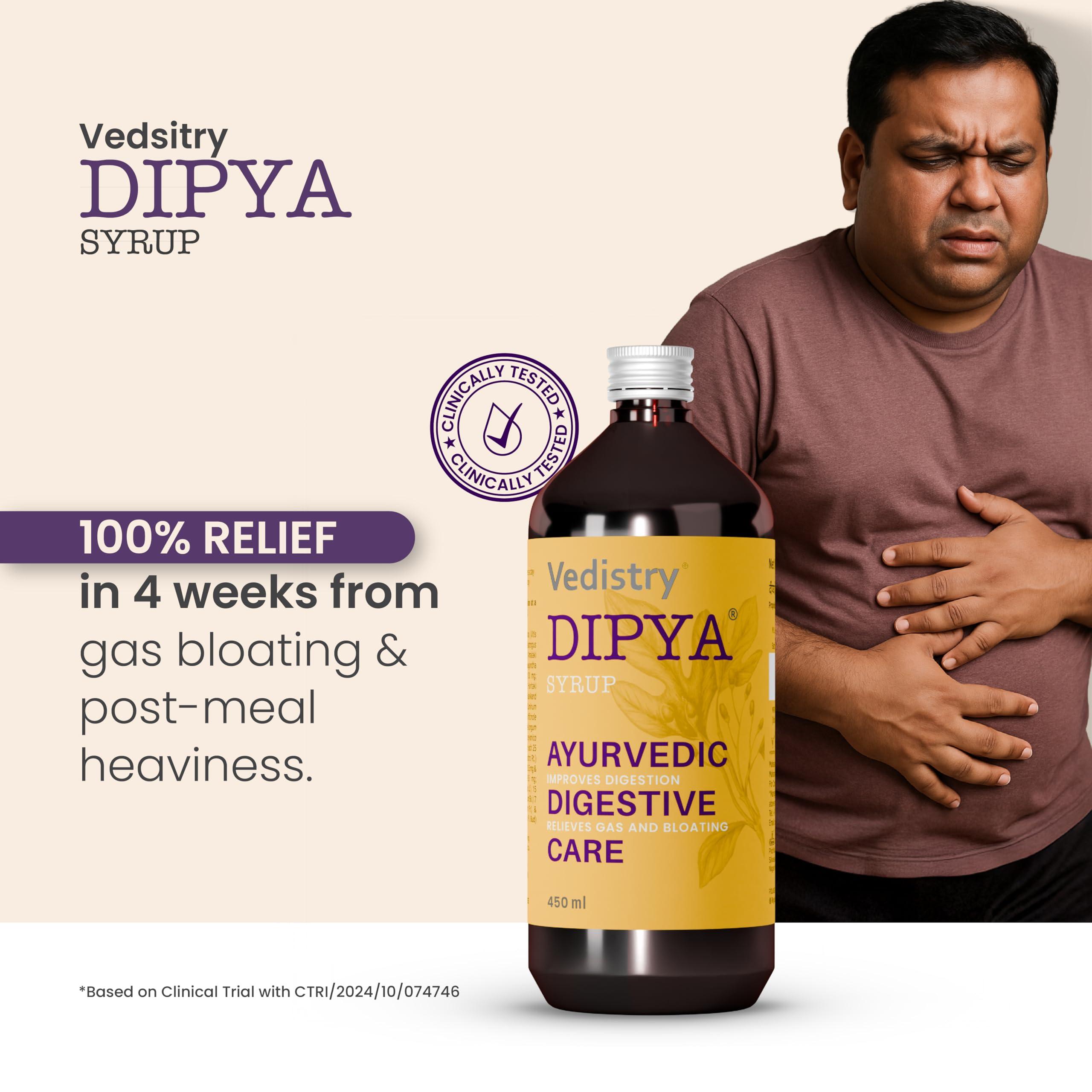 Charak Charak Dipya Syrup - Ayurvedic Digestive Care Syrup Liquid For Digestion Acidity Gas & Bloating Ayurvedic Tonic, Boosts Digestive Immunity Stomach Pain - Acidity, Indigestion (450Ml,Pack Of 3)