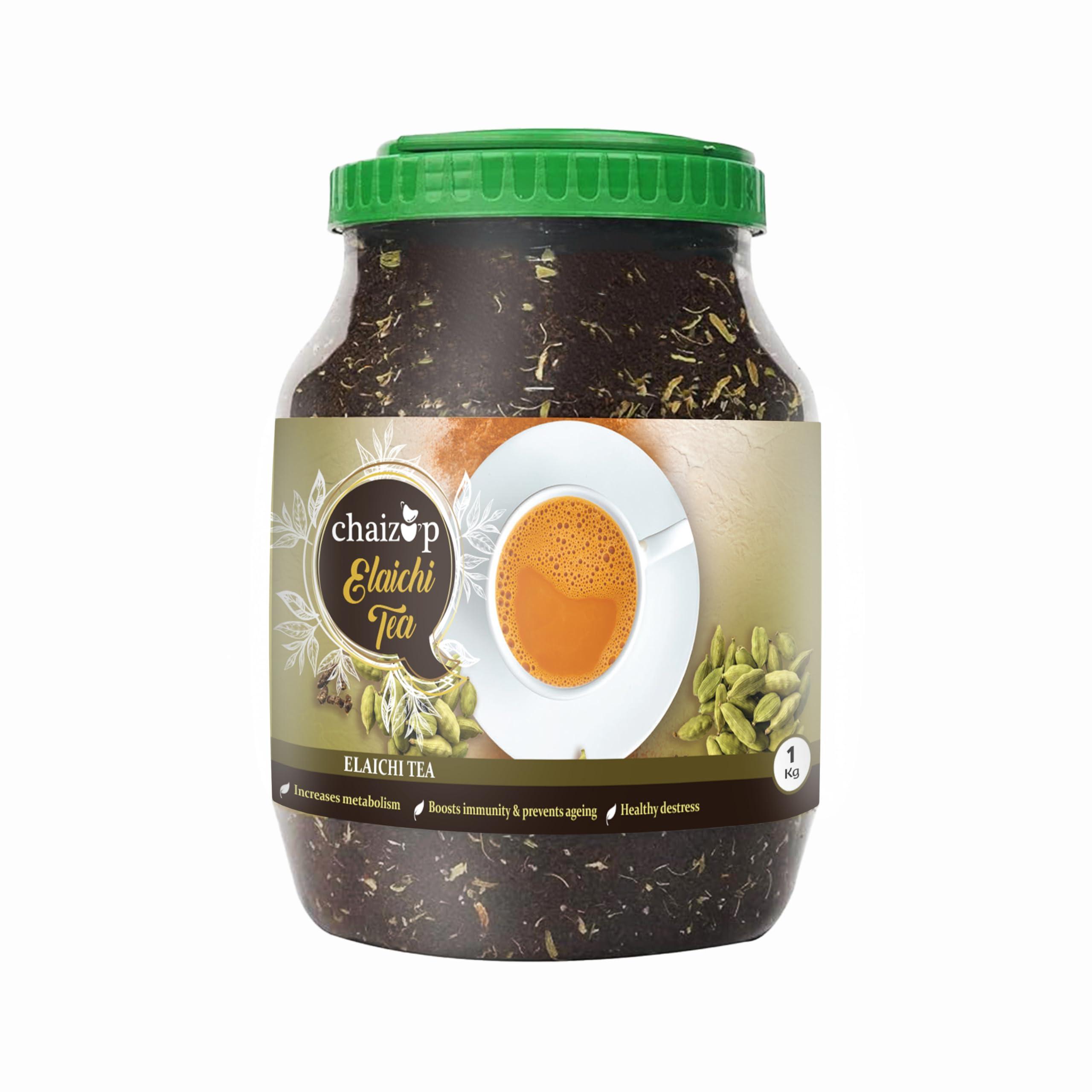 CHAIZUP Chaizup Premium Elaichi Loose Leaves Tea 1Kg, Ctc Cardamom Flavored Indian Tea, Rich And Strong Ctc Tea