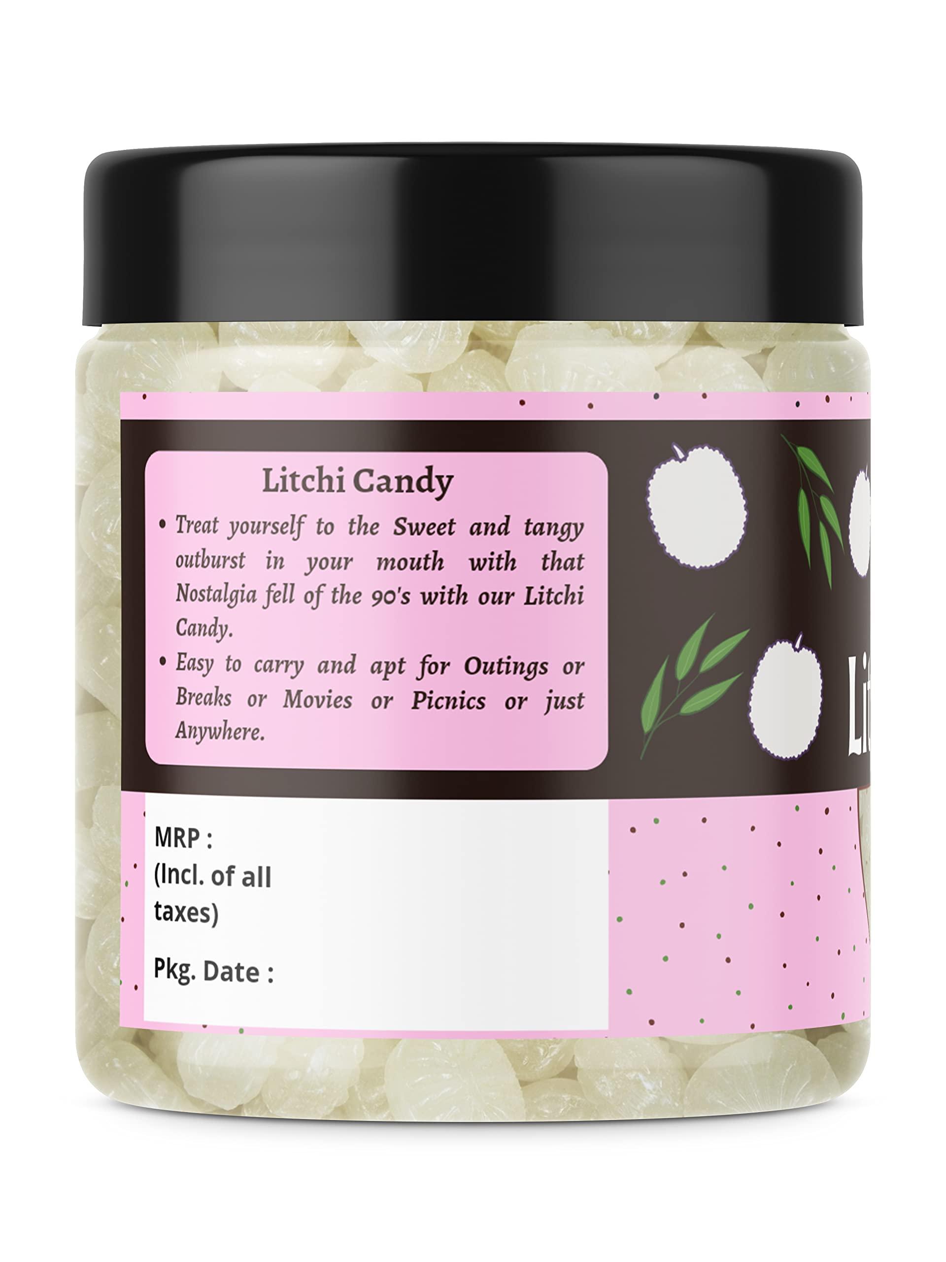 Nature Connect Nature Connect Litchi Flavour Candy 400 gms | Candy Khatti Mithi Goli |Litchi Toffee | Litchi Herbal Toffee [Jar Pack]