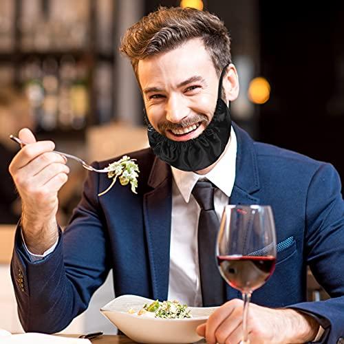 MIKIMIQI MIKIMIQI Beard Bandana, 2 Pack Men Beard Bib Black Beard Covers Soft Comfortable and Silky Satin Facial Hair Apron Guard Bonnet Rag Man Bedtime Bib Beard Cap Ear Beard Bandana